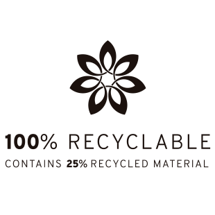 Feito de materiais 100% recicláveis